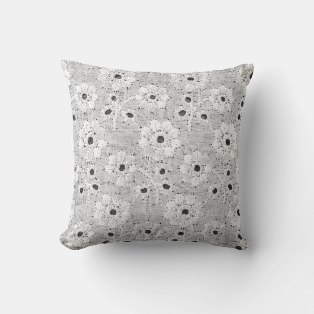 White fabric fine lace texture with elegance seaml kudde (Framsida)