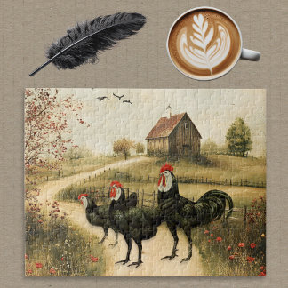 White Faced Black Spanish Bantam Roosters Chickens Pussel