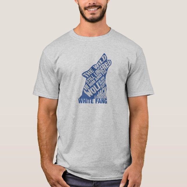 White Fang by Jack London Blue Bok Quote Tee (Framsida)
