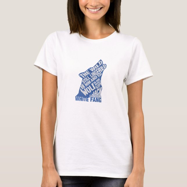 White Fang by Jack London Blue Bok Quote Tee (Framsida)