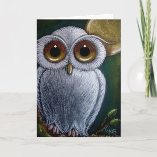 WHITE FANTASY BABY UGGLA Card Kort (Framsida)