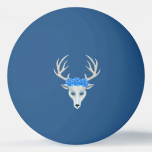White Fantasy Hjort Head Antlers Ro Blue Öga Pingisboll