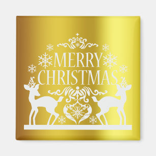 White Faux Guld God jul Magnet