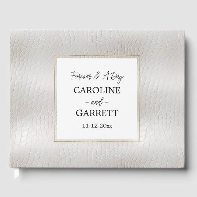 White Faux Leather Bröllop Gästböcker (Framsida)