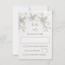 White Faux Paper Cut Roses Wedding OSA Kort