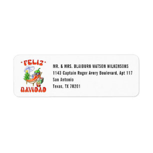 White Feliz Navidad Chili Edit Din Adress Returadress Etikett