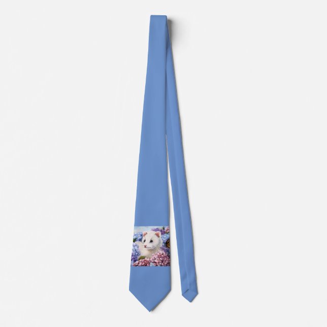 White Ferret & Flowers Neck Tie Slips (Framsida)