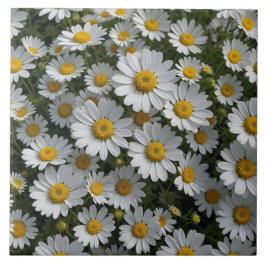 White Feversome Flowers Kakelplatta