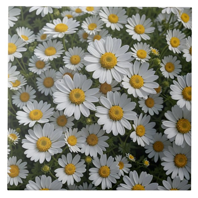 White Feversome Flowers Kakelplatta (Framsidan)