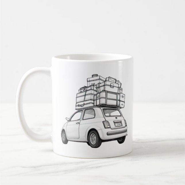 White Fiat Car Kaffemugg (Vänster)