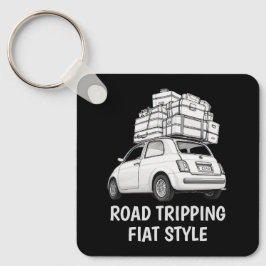 White Fiat Car Nyckelring