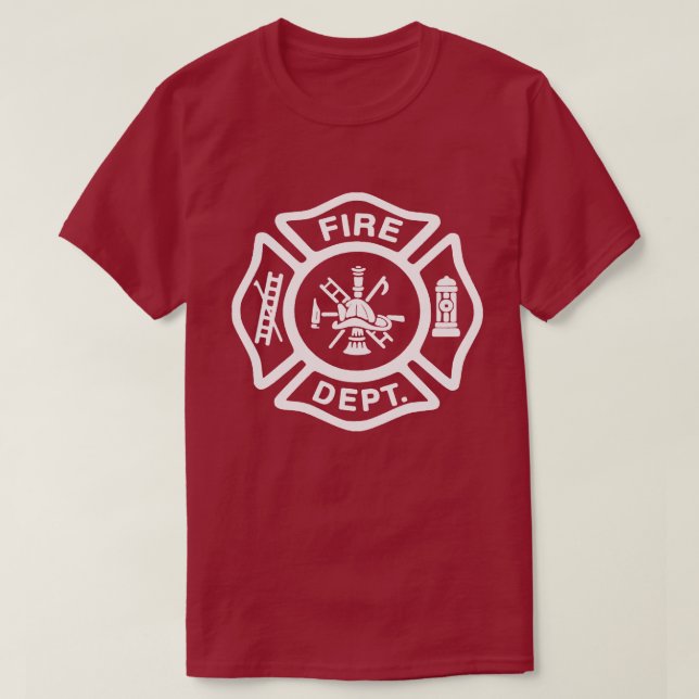 White Fire Department Badge T Shirt (Design framsida)