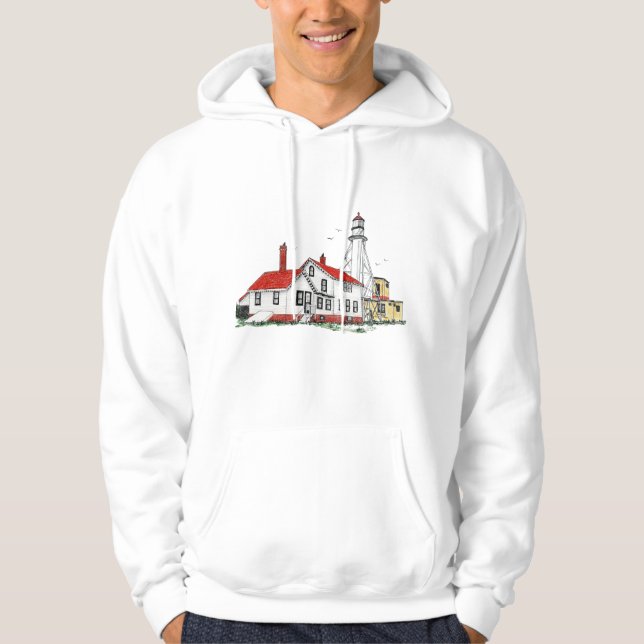 White Fish Point Lighthouse Michigan Hoodie (Framsida)
