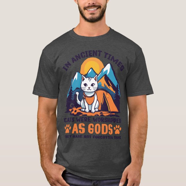 White Fisherman Cat Camping design gift T Shirt (Framsida)