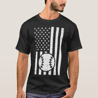 White Flagga Baseball Vintage Patriotic Coach Play T Shirt