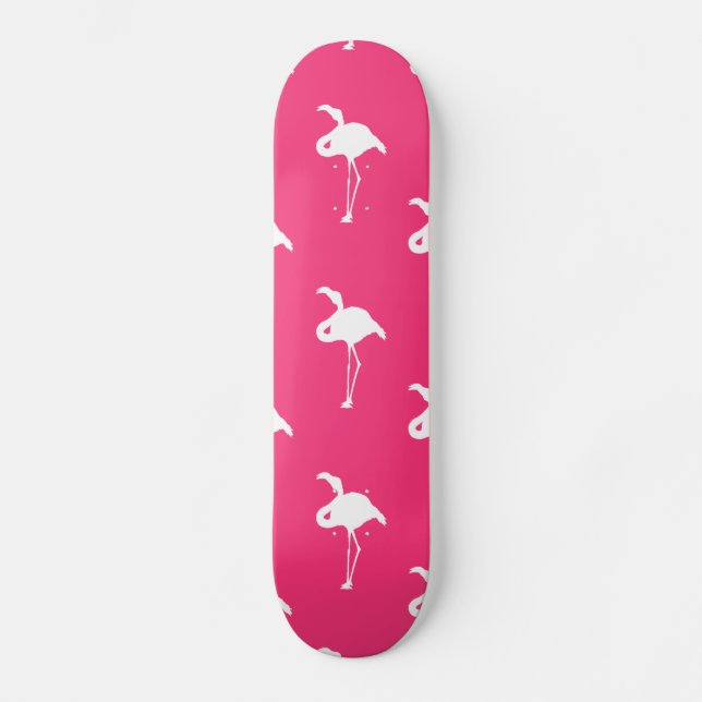 White Flamingo på Neon Shock rosa Skateboard Bräda 20 Cm (Framsida)