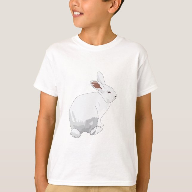 White Flemish Giant Rabbit T Shirt (Framsida)