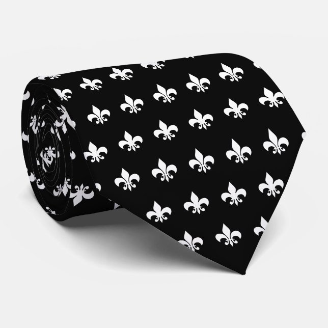 White Fleur De Lis - anpassa bakgrunden färg Slips (Rullad)