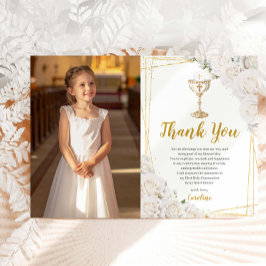 White Floral First Holy Communion Chalice Photo Tack Kort