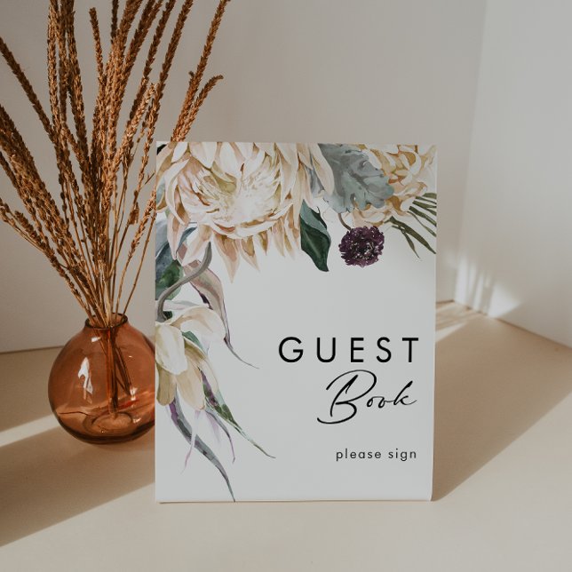 White Floral Guest Book Sign Poster (Skapare uppladdad)