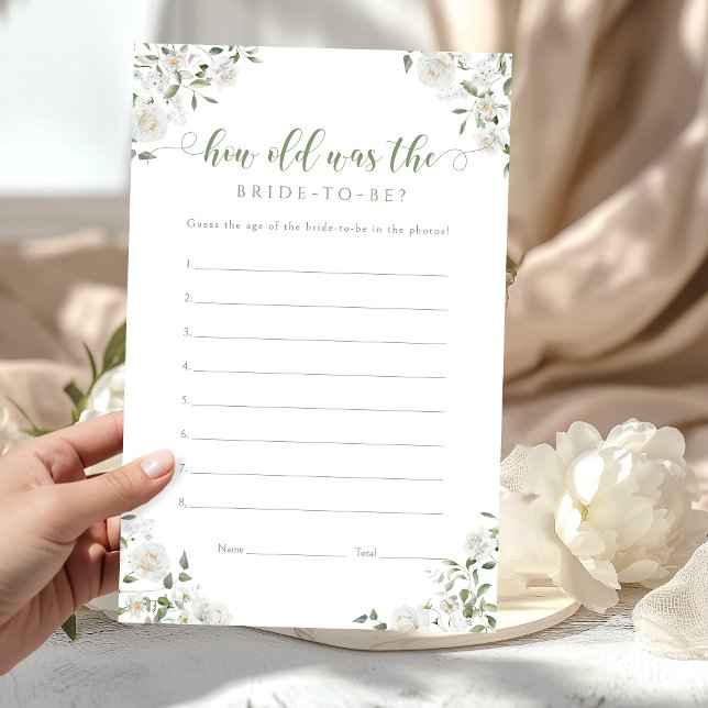 White Floral How Old Bride Bridal Shower Game (Skapare uppladdad)
