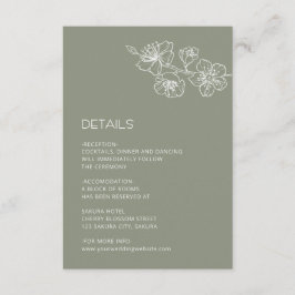 White Floral Line Art Sage Green Wedding Tilläggskort
