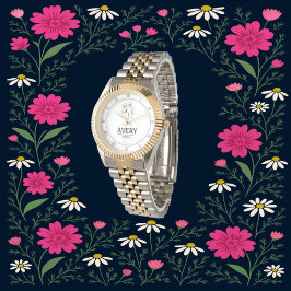 White Floral Monogram legant Luxury Gift Armbandsur