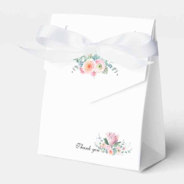 White Floral Watercolor Wedding Favor Box Presentaskar (Framsidan Sidan)