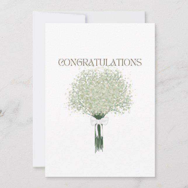 White Flower Bouquet Bröllop Grattiss Card Kort (Framsida)