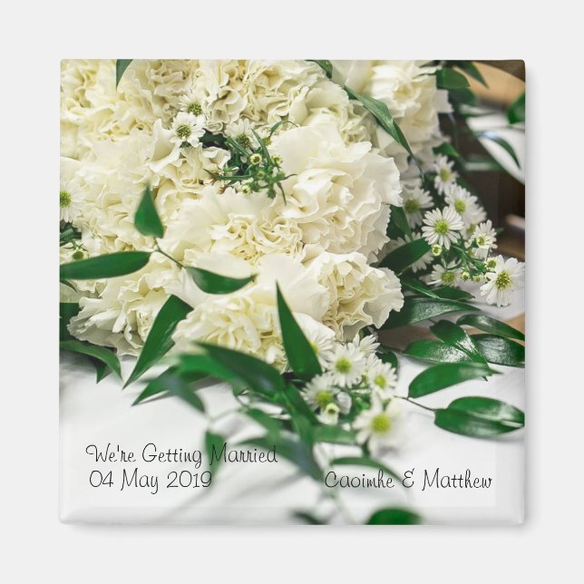 White Flower Bouquet Spara datum magneter (Framsidan)