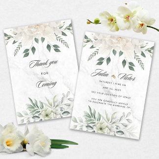 White Flower design Wedding Invition Inbjudningar