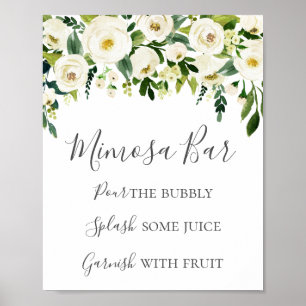 White Flower & Greenery Mimosa Pub Sign Poster