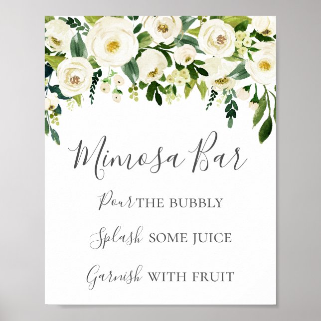 White Flower & Greenery Mimosa Pub Sign Poster (Framsidan)