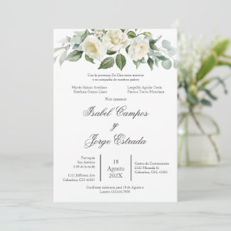 White flower Greenery Wedding Invitation Inbjudningar