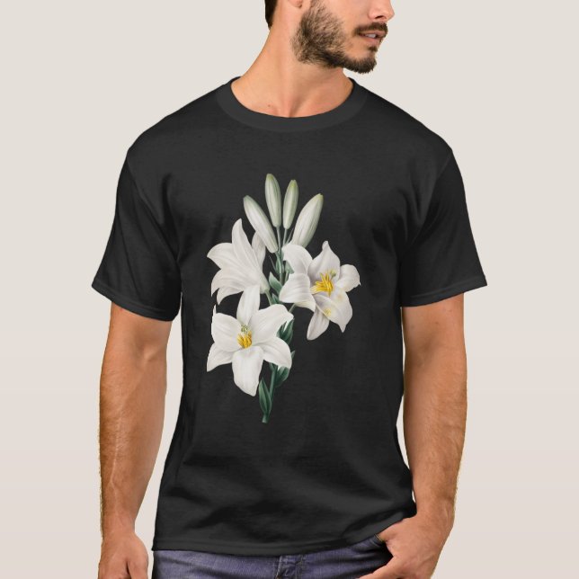White Flower Madonna Lily T Shirt (Framsida)