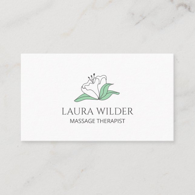 White Flower Massage Therapy Visitkort (Framsida)