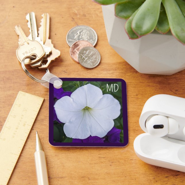 White Flower Photo Beauty for Ashes Bible Verse Nyckelring (Skrivbord)