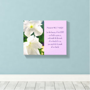 White Flower Photo Bible Verse Guds välsignelse Canvastryck