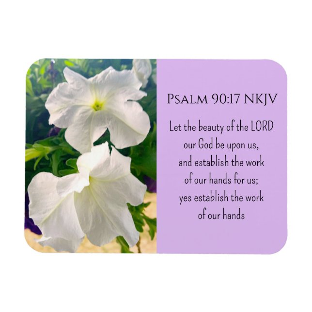 White Flower Photo Bible Verse Guds välsignelse Magnet (Horisontell)