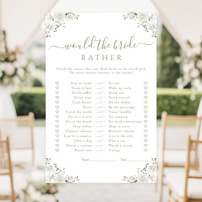 White Flower Would she rather Bridal Shower Game (Skapare uppladdad)