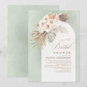 White Flowers and Pampas Grass Boho Möhippa Inbjudningar