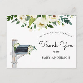 White Flowers Baby Shower by Mail Tack Vykort