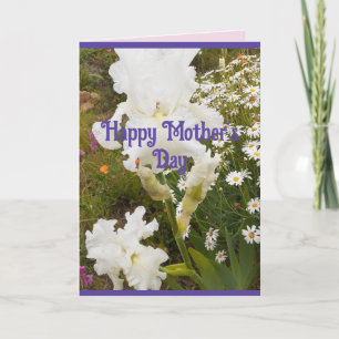 White Flowers Blommigt Iris Irises Mors dag Card Kort
