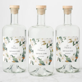 White Flowers Bröllop Liquor Flaska etikett