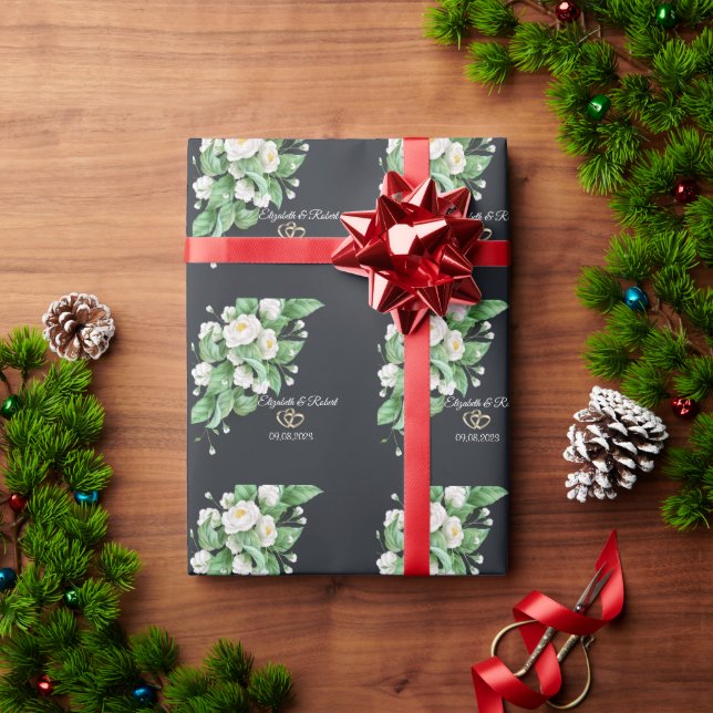 White Flowers Bröllop Presentpapper (Julgåva)