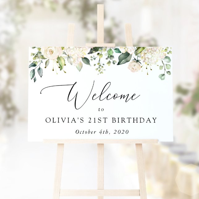 White Flowers, Cream Flowers, Birthday Welcome Poster (Skapare uppladdad)