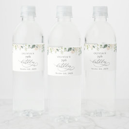 White Flowers, Cream Flowers, Boho, Birthday Vattenflaskor Etikett