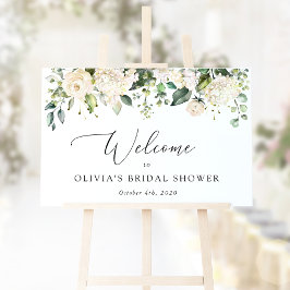 White Flowers, Cream Flowers, Boho, Möhippa Welcom Poster
