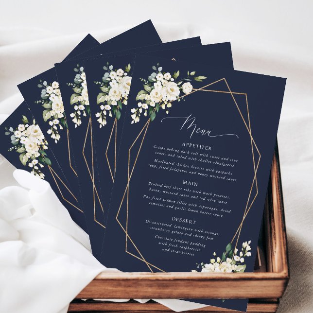 White Flowers, Cream Flowers, Boho, Wedding Menu (Skapare uppladdad)