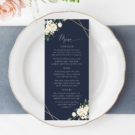 White Flowers, Cream Flowers, Bridal Shower Menu Meny